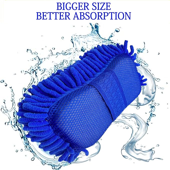 Microfiber Car Wash Sponge-Non-Scratch Wash Mitt-Two Sided Chenille Microfiber - Image 7