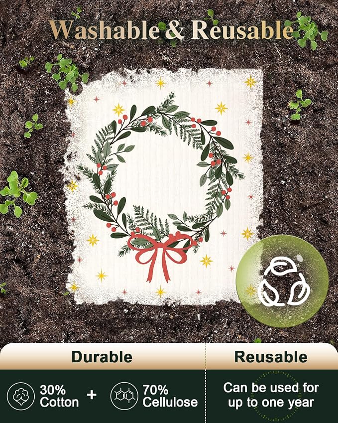 Christmas Swedish Dishcloths for Kitchen - Image 3