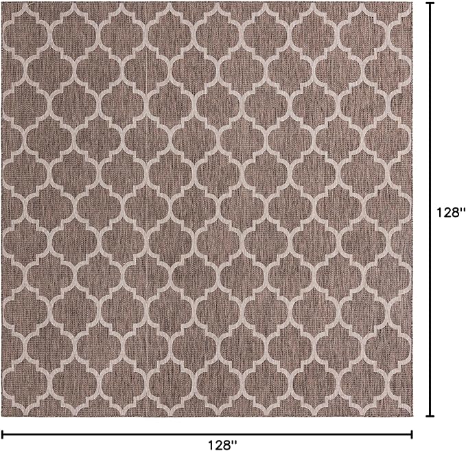 Unique Loom Outdoor Trellis Collection Area Rug - Trellis (Square 10' 8" x 10' 8", Brown/ Ivory)