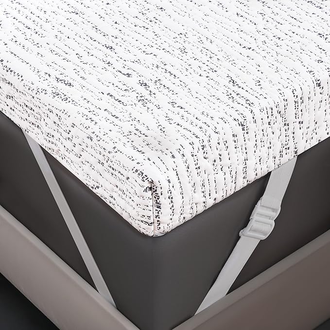 Subrtex Cooling Mattress Topper Cover Queen Size 2 Inch (Only Cover) Mattress Topper Protector Bedding Removable Mattress Encasement with Zipper Closure