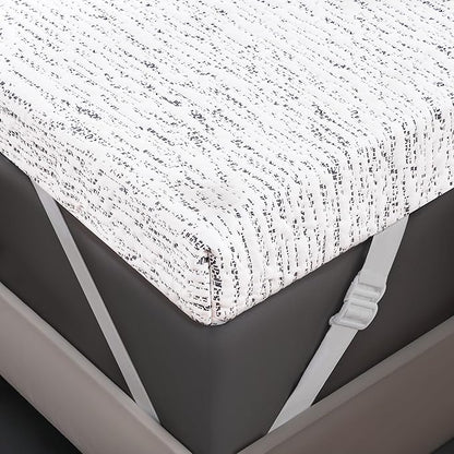 Subrtex Cooling Mattress Topper Cover Queen Size 2 Inch (Only Cover) Mattress Topper Protector Bedding Removable Mattress Encasement with Zipper Closure