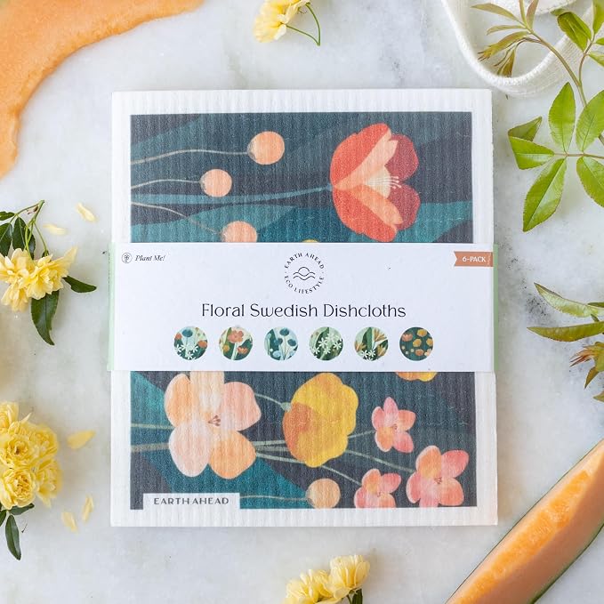 Swedish Dishcloths – Floral Designs Gift Set – Reusable Compostable Cellulose - Image 9