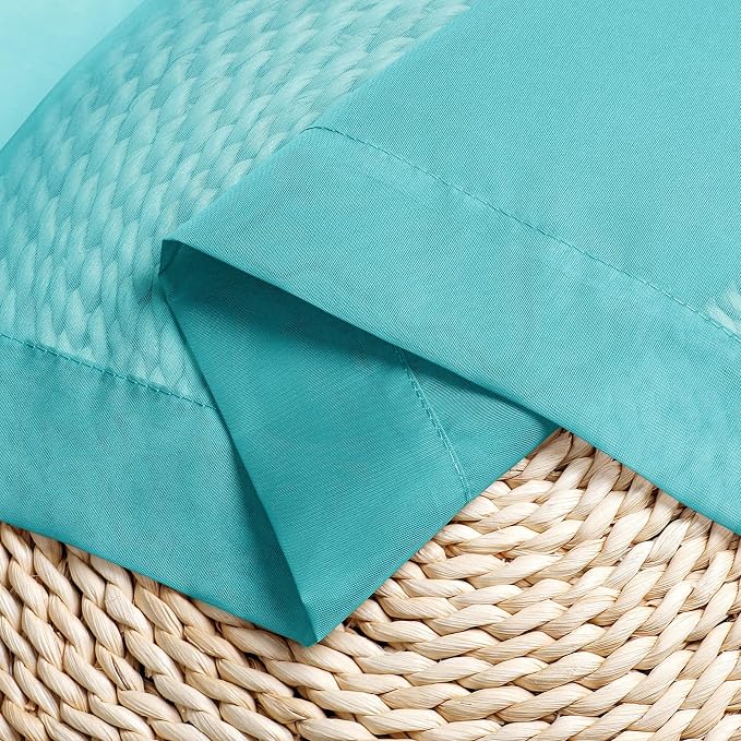 Chyhomenyc Turquoise Sheer Curtains 54 Inch Long 2 Panels, Light Filtering Rod - Image 7