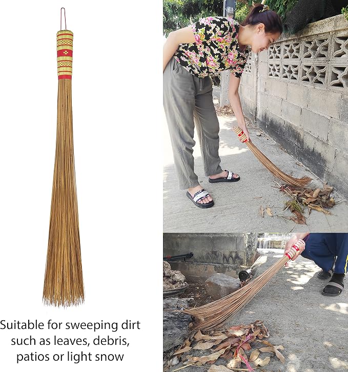 32 inch Multi-Surface Sturdy Outdoor Authentic Coconut Leaf Broom Asian Heavy - Image 3