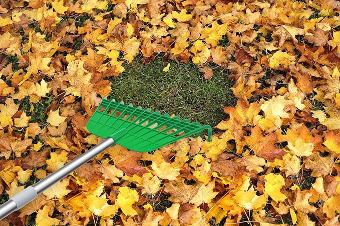 Gardzen 12 Tines Gardening Leaf Rake, Lightweight Steel Handle, Detachable - Image 9