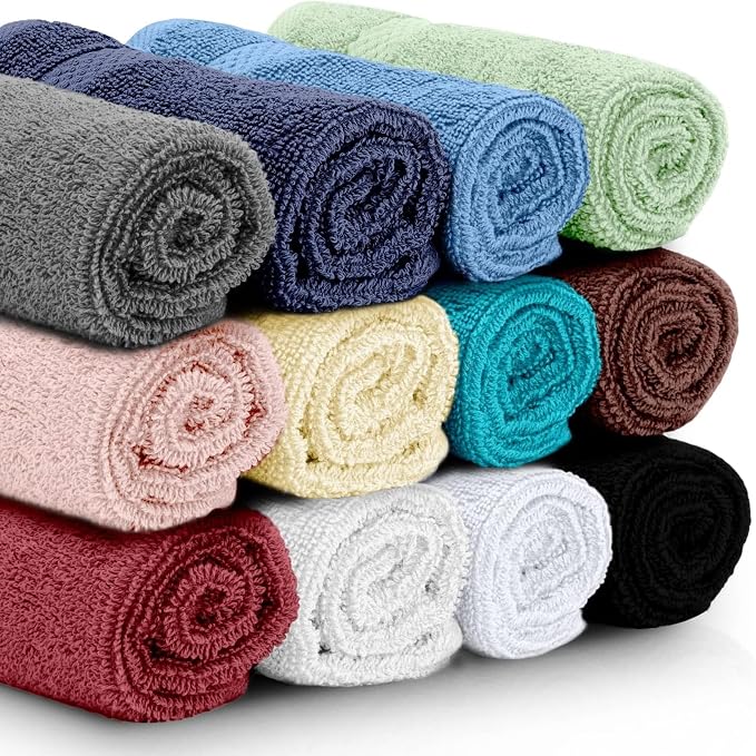 White Classic Luxury Cotton Washcloths 13x13 Inch - Image 4