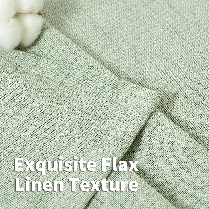 YoungsTex Sage Green Linen Curtains 63 Inch Length - Image 4