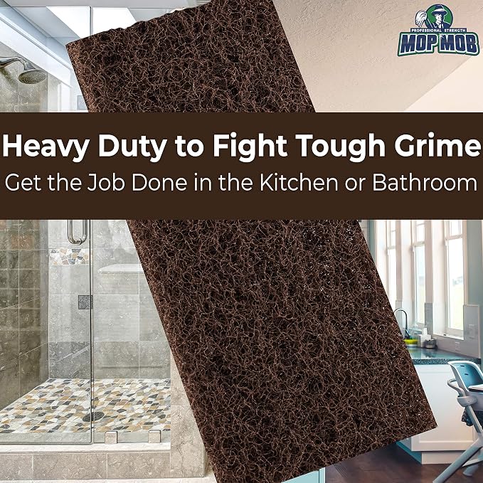 Heavy Duty XL Brown Scouring Pad 5 Pack. 10 x 4.5in Large Multipurpose Nylon - Image 4