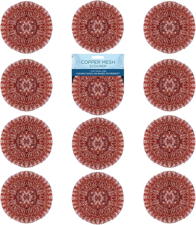 LOLA Copper Mesh Scouring Pad, 18 Grams, 12 Pack, eavy Duty Cleaning Pads by LolaProducts