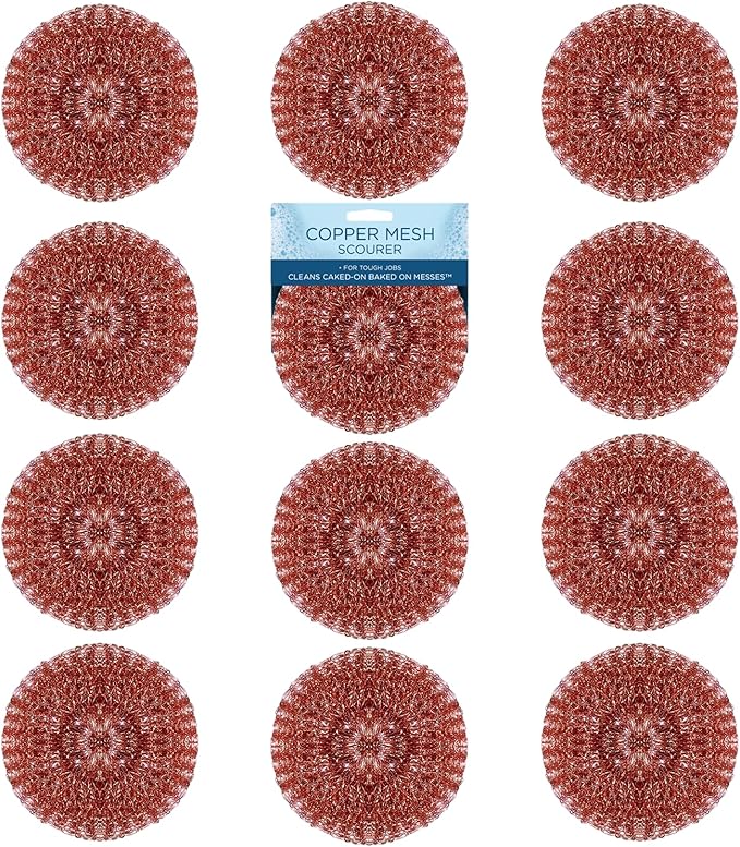 LOLA Copper Mesh Scouring Pad, 18 Grams, 12 Pack, Heavy Duty Cleaning Pads by LolaProducts