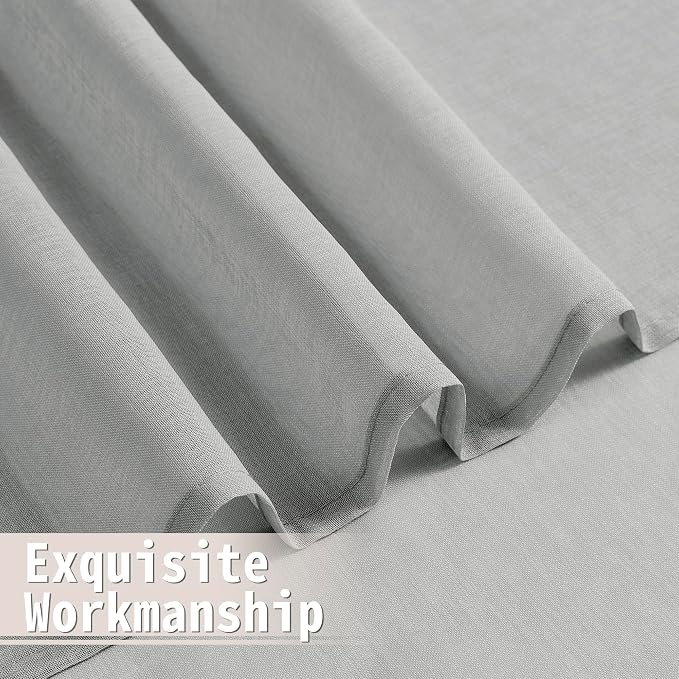 Tollpiz Sheer Curtains Closet Linen Textured Curtain Sheers Doorway Light - Image 8