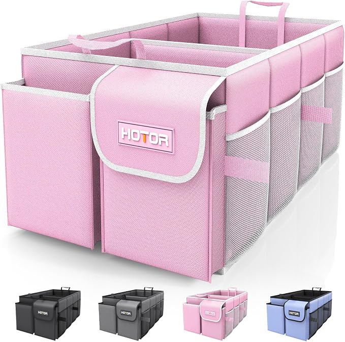 HOTOR Foldable Trunk Organizer for SUVs & Sedans, 2 Compartments, 21.3"12.6"10.6 by HOTOR