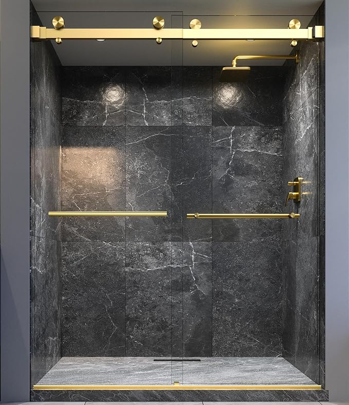 VITRA-200 56.5-59" W x 78" H Frameless Shower Door, Double Sliding by EurotechShowers