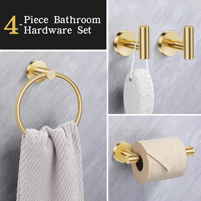 Lairuier Bathroom Hardware Set, 4-Piece Towel Holder Set Include Toilet Paper - Image 3