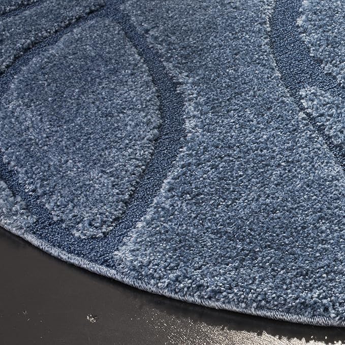 SAFAVIEH Florida Shag Collection Area Rug - 9' Round, Light Blue & Blue, Non-Shedding & Easy Cleaning, Plush Thick Pile, Ideal for Living Room, Bedroom, Dining Space (SG471-6065)