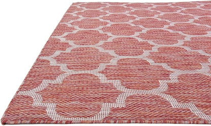 Unique Loom Outdoor Trellis Collection Area Rug (7' 1" x 10' Rectangle, Rust Red/ Ivory)