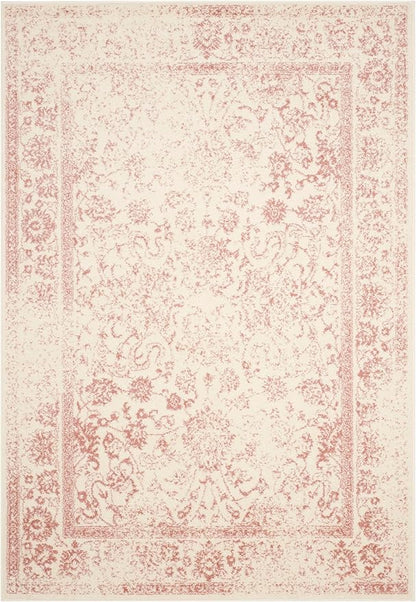 SAFAVIEH Adirondack Collection Area Rug - 5'1" x 7'6", Ivory & Rose, Distressed Vintage Floral Design, Non-Shedding & Easy to Clean, Ideal for Living Room, Bedroom, Dining Space (ADR109H)