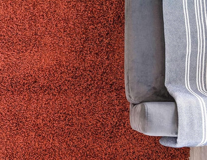 Unique Loom Solid Shag Collection Area Rug (2' 6" x 13' 1" Runner, Terracotta)