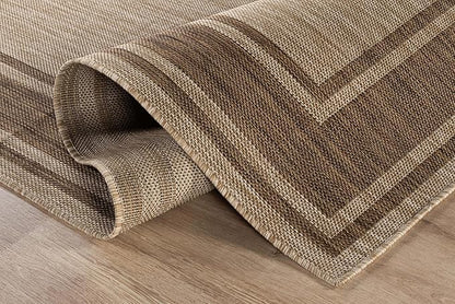 Beverly Rug Outdoor Rug 5x7 Modern Bordered Area Rugs for Indoor and Outdoor Patio Deck Porch Garden Waterproof Weather Sun Resistant Washable Outside Carpet (5 x 7 Jute)
