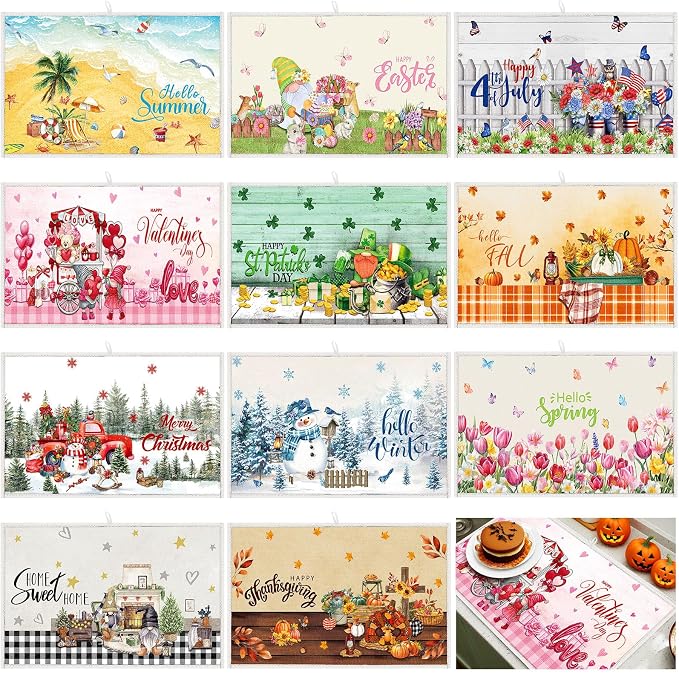 Meanplan 12 Pcs Seasonal Dish Drying Mats by Meanplan