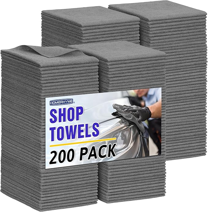 HOMERHYME Microfiber Cleaning Cloth, 200 Pack Grey Cleaning Rags Microfiber by HOMERHYME