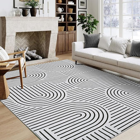 Washable Rug 8x10 Area Rugs for Living Room, Abstract Rug for Bedroom, Soft by ROYHOME