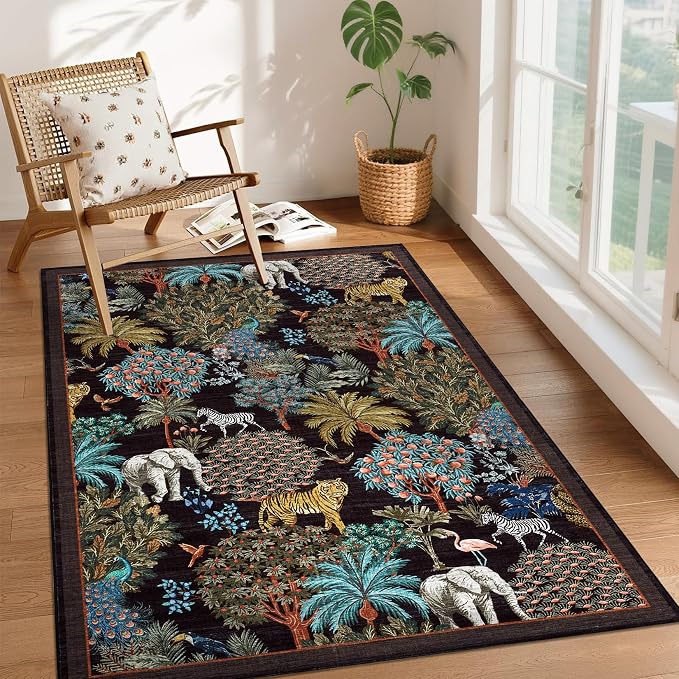 GarveeHome Jungle Animal Print Rug 3x5 Washable Area Rugs by GarveeHome