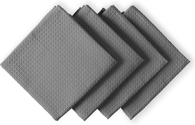 Grey Waffle Kitchen Towels, 16x26 Inches, 100% Cotton, and Quick Drying by HOUSEOFORLO