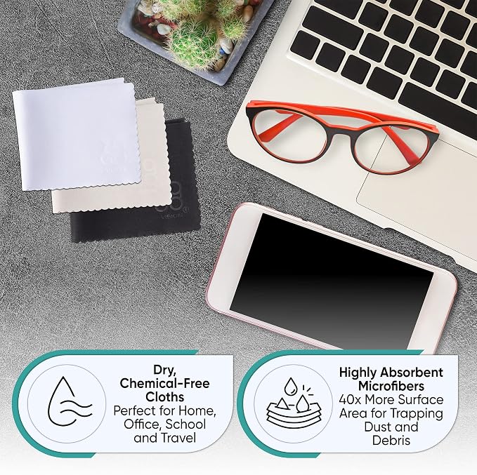Microfiber Cleaning Cloth 12-Pack Individualy Packed Glasses Cleaning Cloths - Image 4