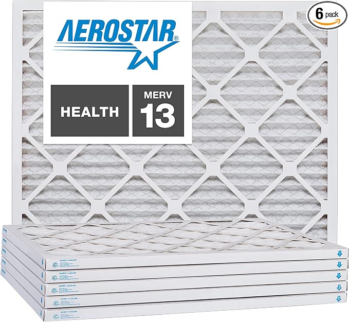Aerostar 24x25x1 MERV 13, Pleated Air Filter, Box of 6, Made in the USA by AirFiltersDelivered