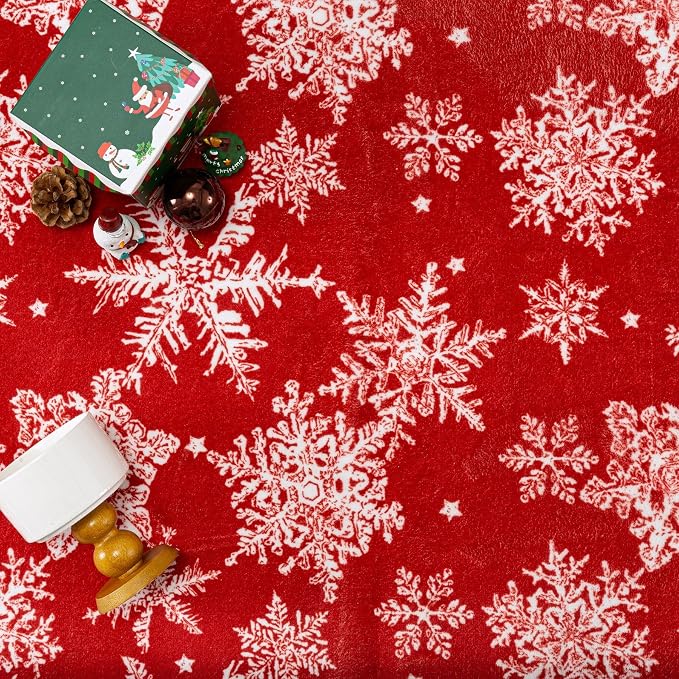 Red Area Rug 4x6 Christmas Office Carpet Snowflake Washable Doormat Xmas - Image 6