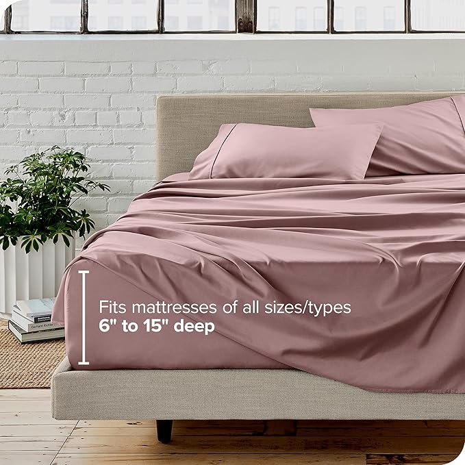 Bare Home Twin Sheet Set - 1800 Ultra-Soft Microfiber Twin Bed Sheets - Double Brushed - Deep Pockets - Easy Fit - Extra Soft - 3 Piece Set - Bedding Sheets & Pillowcases (Twin, Mauve)