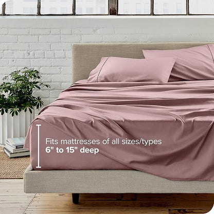 Bare Home Twin Sheet Set - 1800 Ultra-Soft Microfiber Twin Bed Sheets - Double Brushed - Deep Pockets - Easy Fit - Extra Soft - 3 Piece Set - Bedding Sheets & Pillowcases (Twin, Mauve)