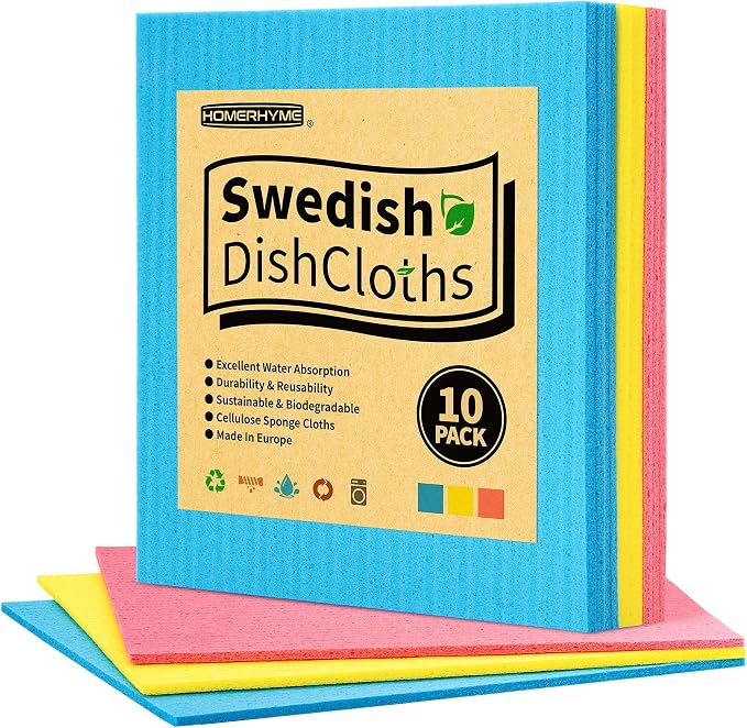 HOMERHYME Swedish Dishcloths for Kitchen 10 Pack, Absorbent Dish Towels for by HOMERHYME