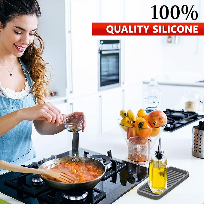 ZAPPOWARE Silicone Kitchen Sink Caddy Sponge Holder 9x3.5 Gray - Image 5