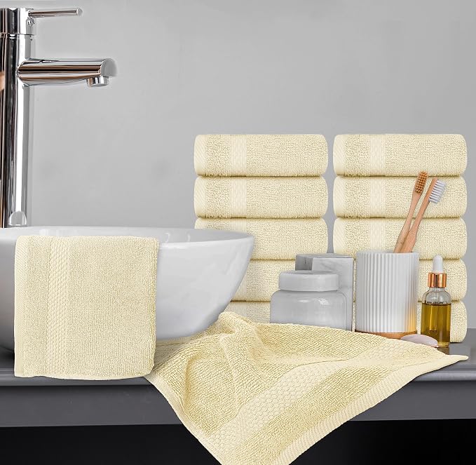 White Classic Luxury Cotton Washcloths 13x13 Inch - Image 6
