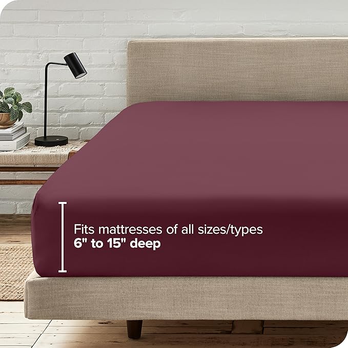 Fitted Bottom Sheet King Size - Premium 1800 Microfiber - Ultra-Soft Hotel Luxury - Deep Pocket - Durable and Long Lasting - Fitted Sheet (King, Burgundy)