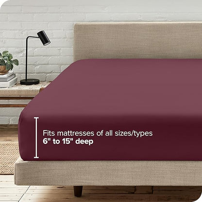 Fitted Bottom Sheet King Size - Premium 1800 Microfiber - Ultra-Soft Hotel Luxury - Deep Pocket - Durable and Long Lasting - Fitted Sheet (King, Burgundy)