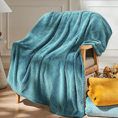 NEWCOSPLAY Super Soft Twin Blanket Dark Blue Premium Silky Flannel Fleece Leaves Pattern Lightweight Bed Blanket All Season Use (Dark Blue, Twin(60"x80"))