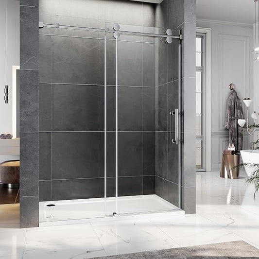 56-60 Inch x 80 Inch Sliding Frameless Shower Door, 3/8" Tempered Glass by UNIKOOSHOWERDOOR
