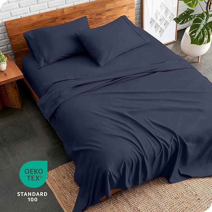 Bare Home California King Sheet Set - 1800 Ultra-Soft Microfiber Cal King Bed Sheets - Double Brushed - Deep Pockets - Easy Fit - 4 Piece Set - Bed Sheets (California King, Midnight Blue)