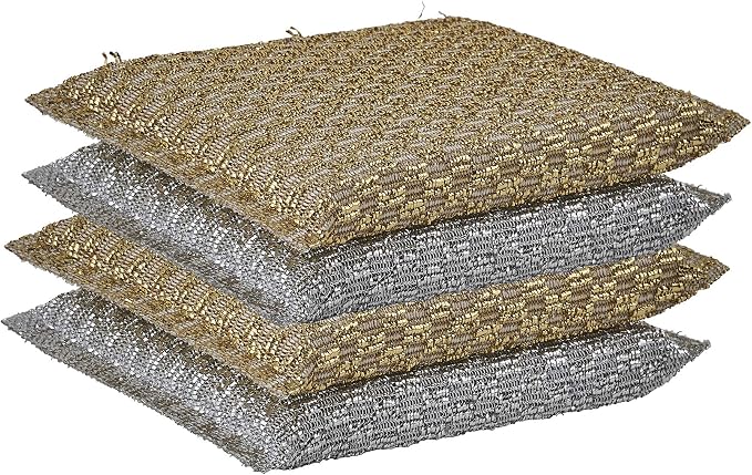 Gold and Silver Kitchen Sponge Scrubber, Heavy Duty Metallic Sink, Dish Washing by Superio