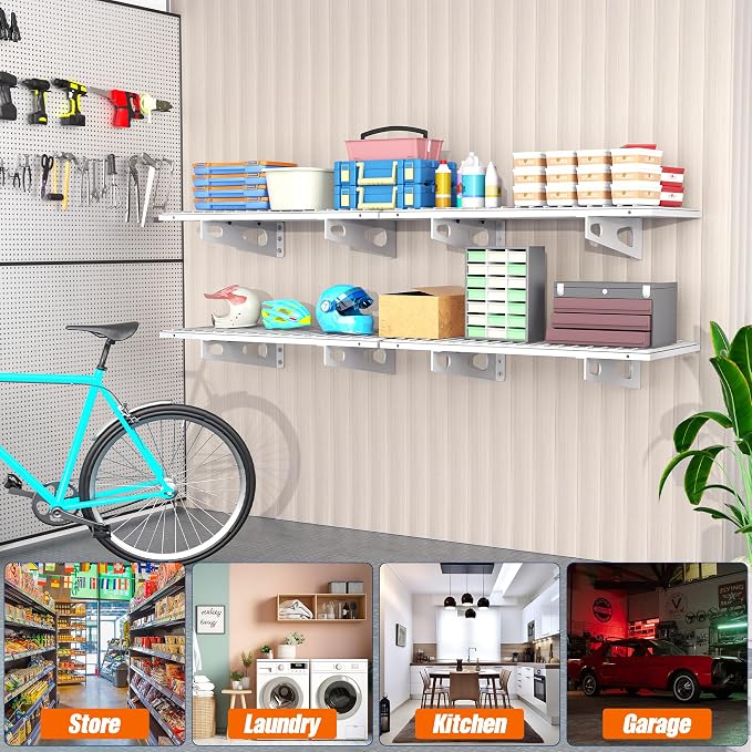 2-Pack 1.5x3FT Garage Shelving 17.7-inch-by-35.8-inch Wall Shelf Garage Storage - Image 4