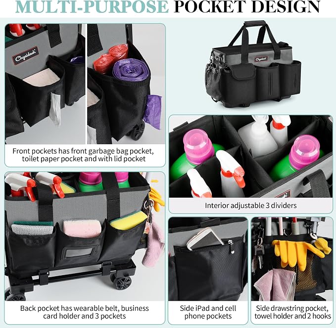 Rolling Cleaning Caddy, Cleaning Supplies Organizer - Image 5