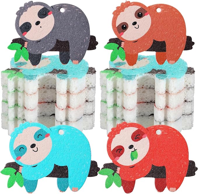 8 Pcs Christmas Sponges Dish Sponges, Cute Kitchen Scrub Sponge, Dual-Sided by Unknown