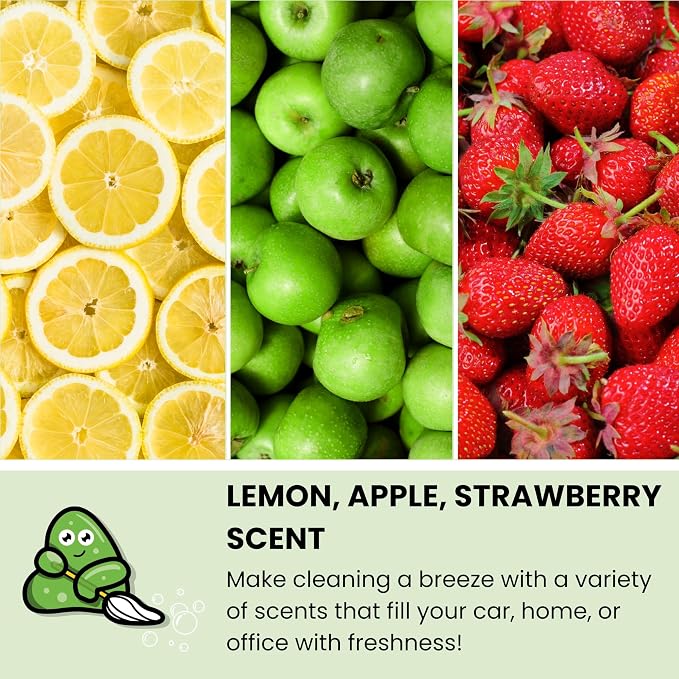 Slime Buddies Cleaning Slime | 1 Lemon, 1 Apple, 1 Strawberry Scented Car - Image 6