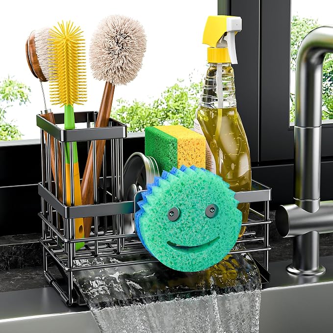 Cisily Sink Caddy with Smiley Face Sponge Holder by CISILYHOMELIFE