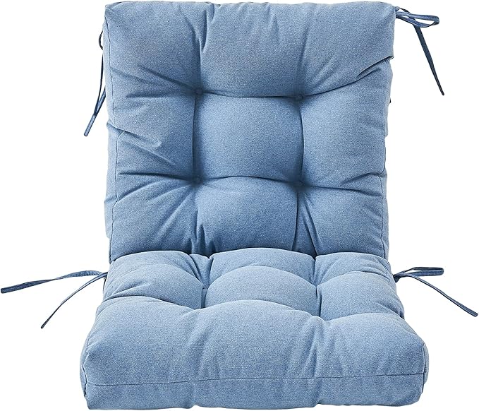 ARTPLAN Seat/Back Outdoor Chair Cushion,Set of 4 Patio Chair Cushion with Tie,Tufted Replacement for Patio Furniture,20x20x4 Inches,4 Count