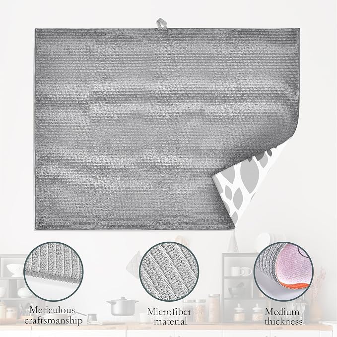 Black White Dahlia Dish Drying Mat - Image 4