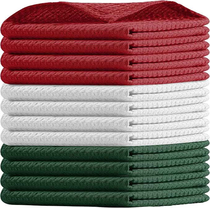Waffle Dishcloths, 12x12 Inch, Quick Drying, Machine Washable, 12 Pack by HOUSEOFORLO